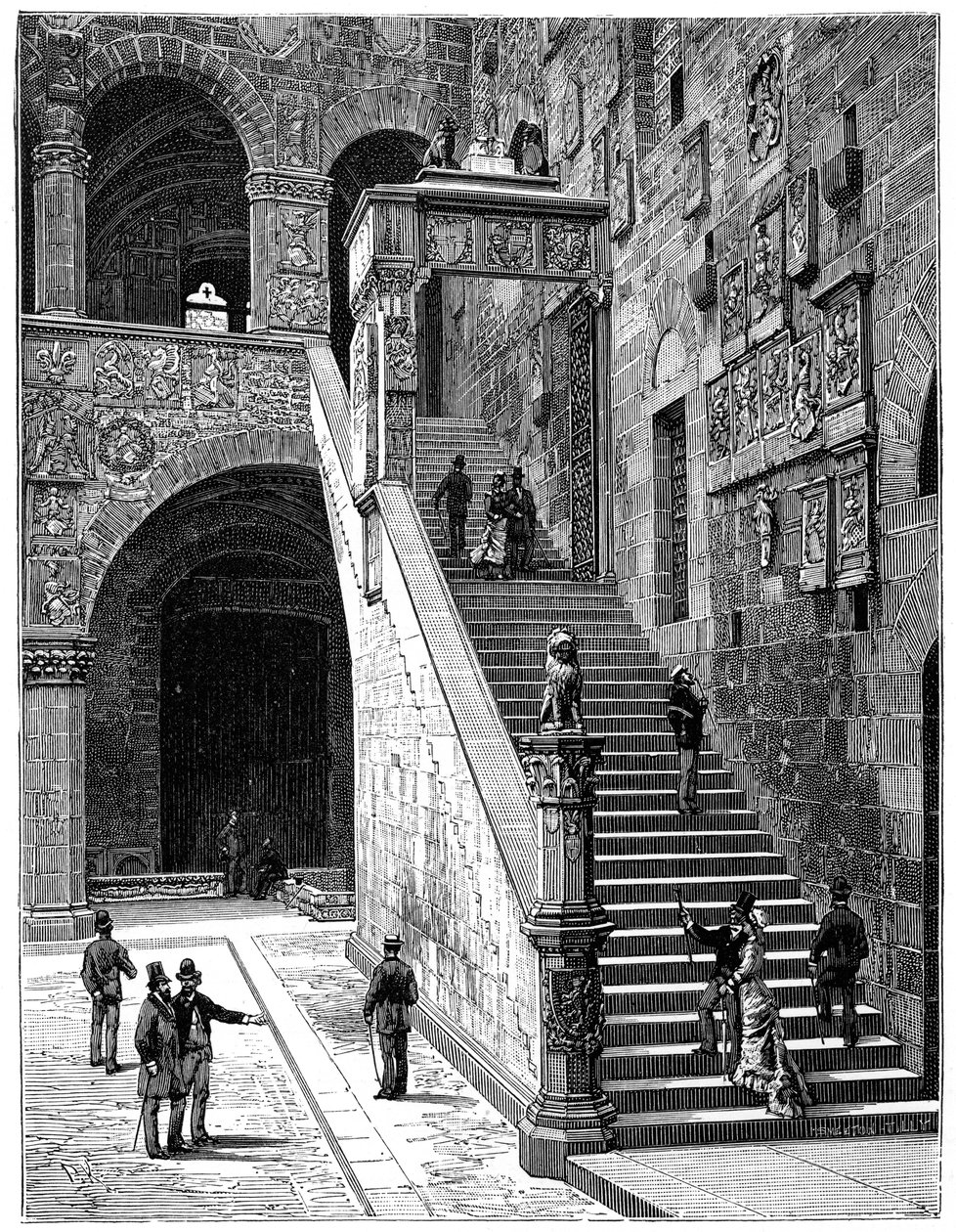 バルジェッロの中庭、フィレンツェ、イタリア、1882 作： 不明