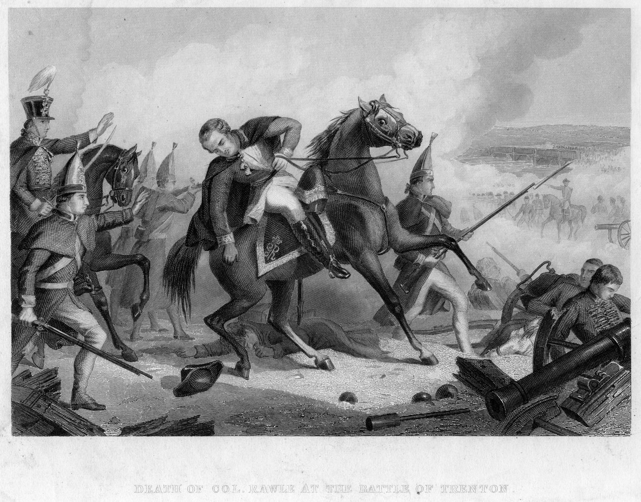 トレントンの戦いでのロール大佐の死、1776年 作： 不明