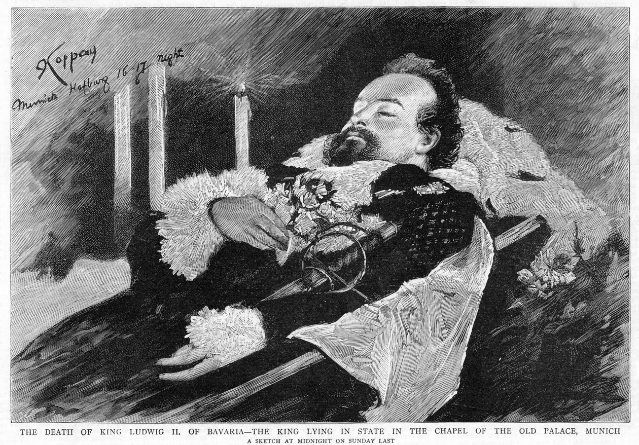 バイエルン州のルートヴィヒ2世の死去1845-1886、1886 作： 不明