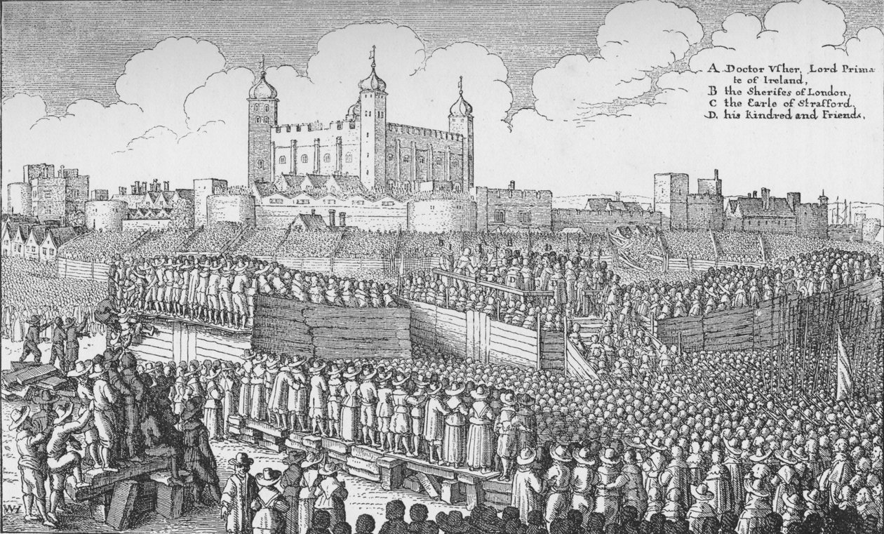 ロンドンのタワーヒルでのストラフォード伯爵の処刑、1641年5月12日、1903年 作： 不明