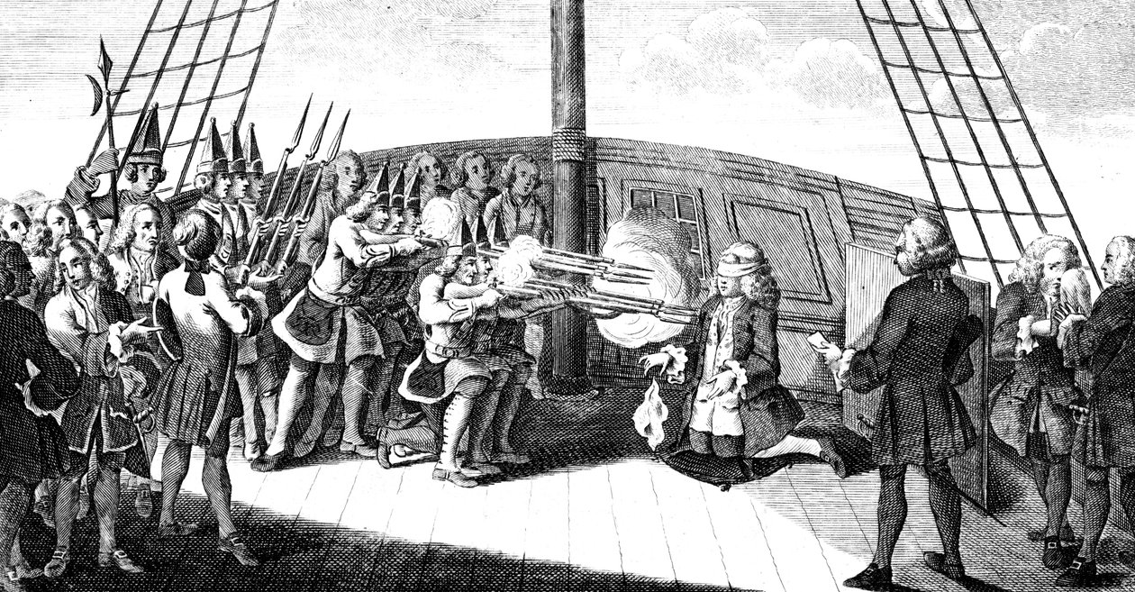 モナーク号に乗ったバング提督の射撃、1757年 作： 不明