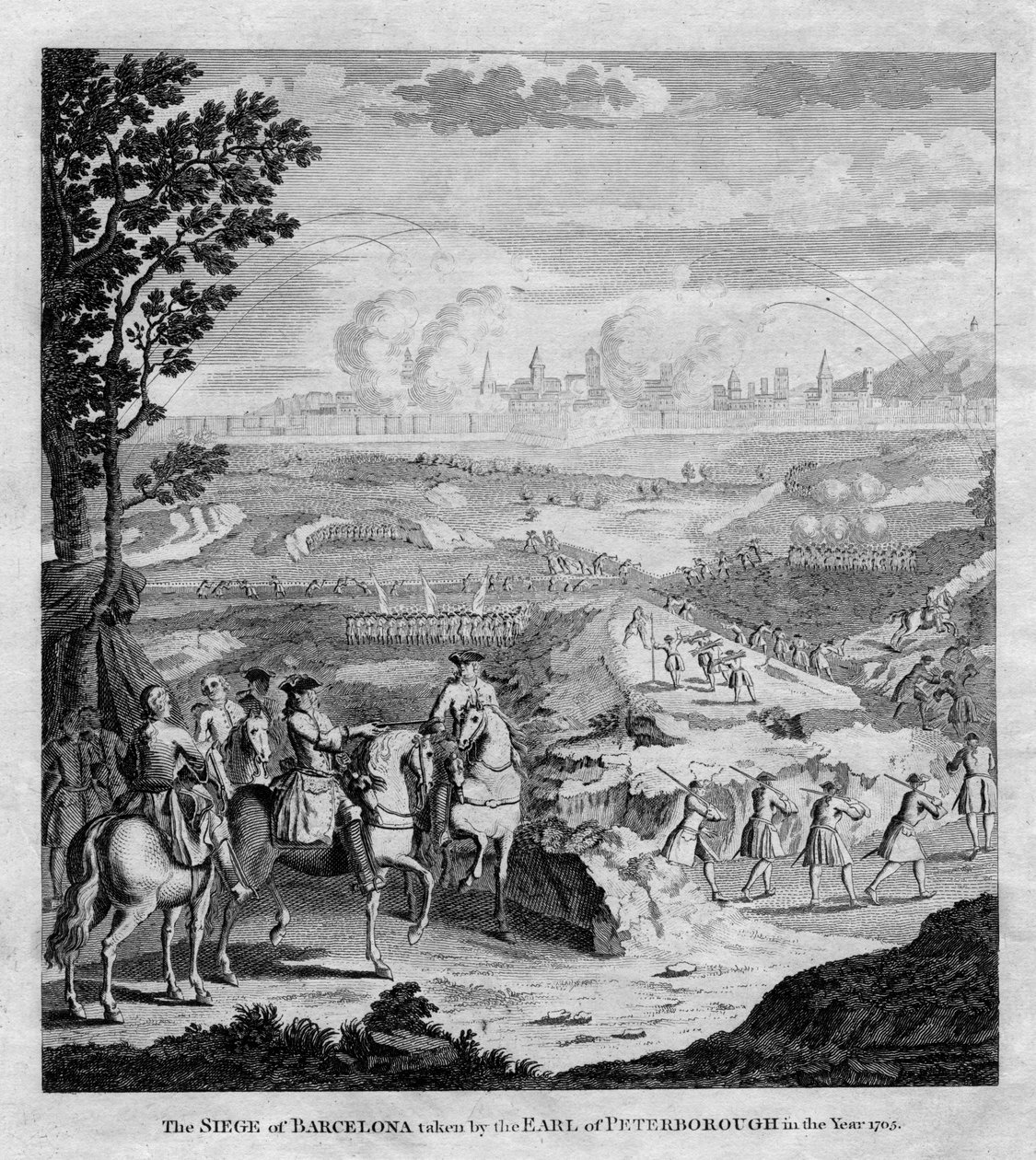1705年にピーターバラ伯爵が奪ったバルセロナ包囲戦 作： 不明