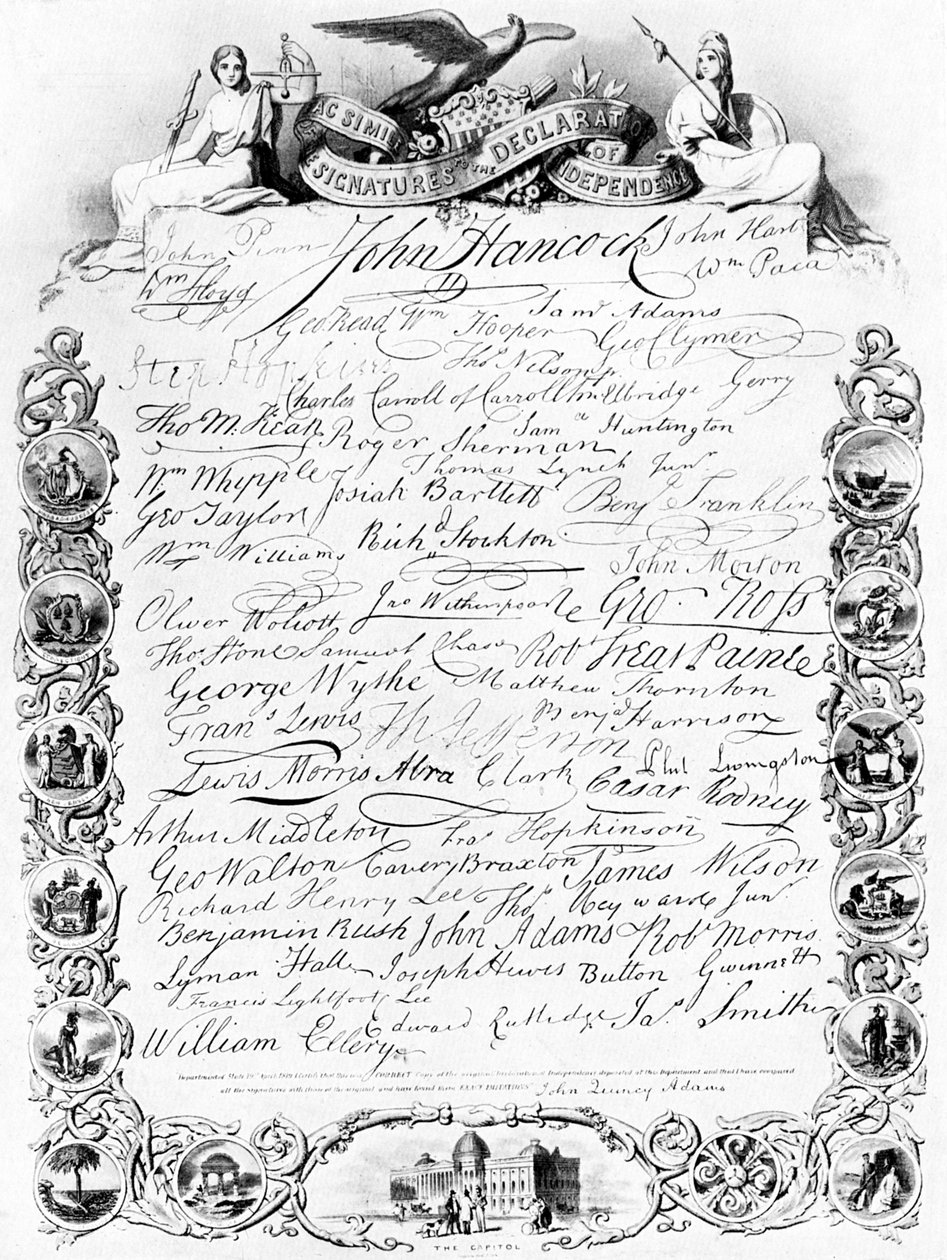 アメリカ独立宣言、c1776、c1920への署名 作： 不明
