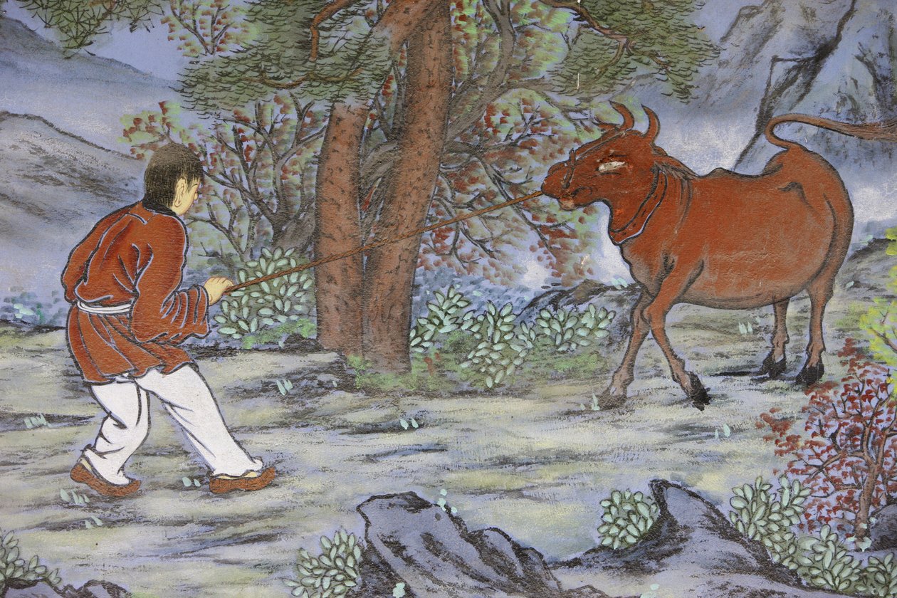 禅宗の10枚の牛飼いの絵は、悟りの段階を表しています。 作： 不明