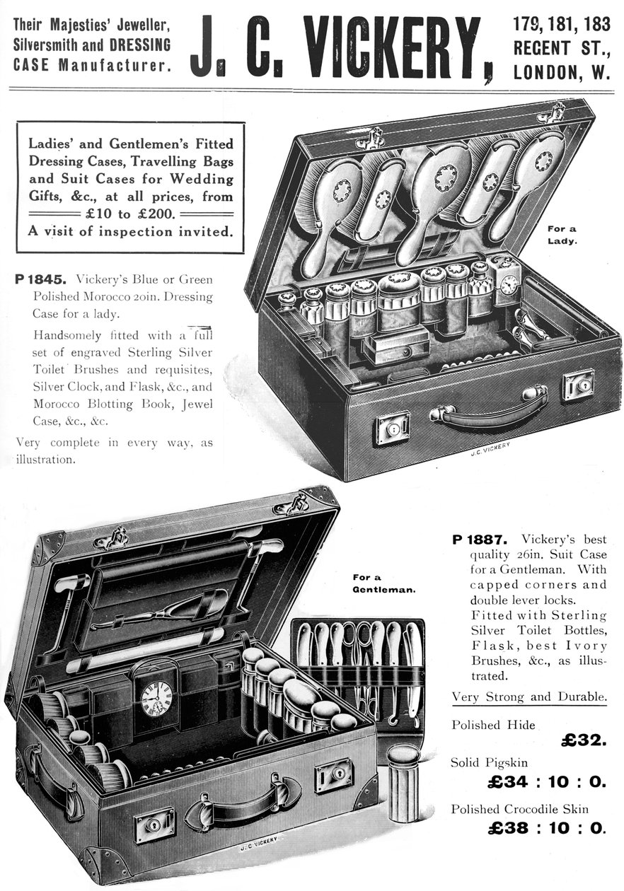 陛下の宝石商、シルバースミス、ドレッシングケースのメーカー。 -JC Vickery、1909 作： 不明