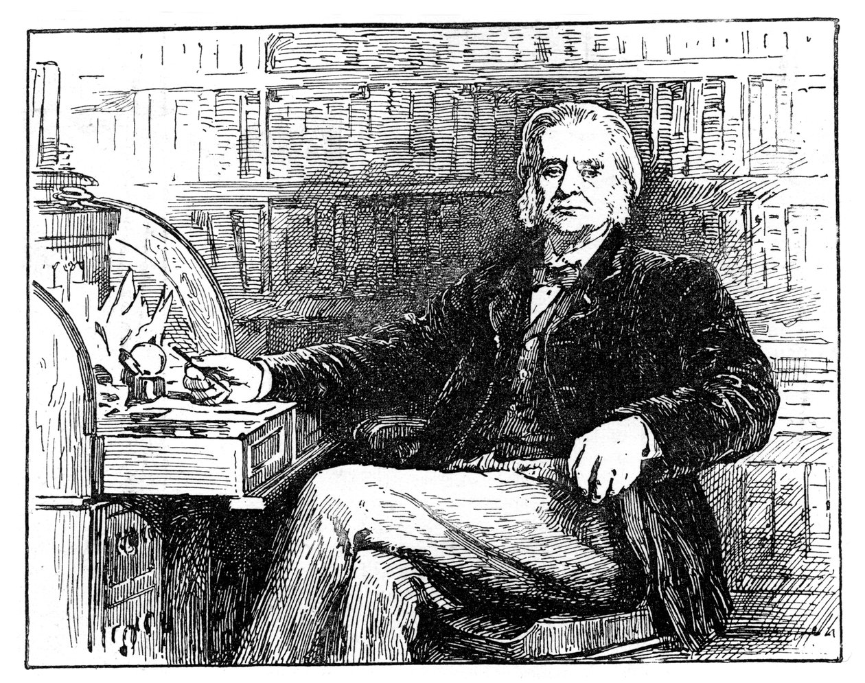 トーマスヘンリーハクスリー、イギリスの生物学者、彼の机、c1880 作： 不明