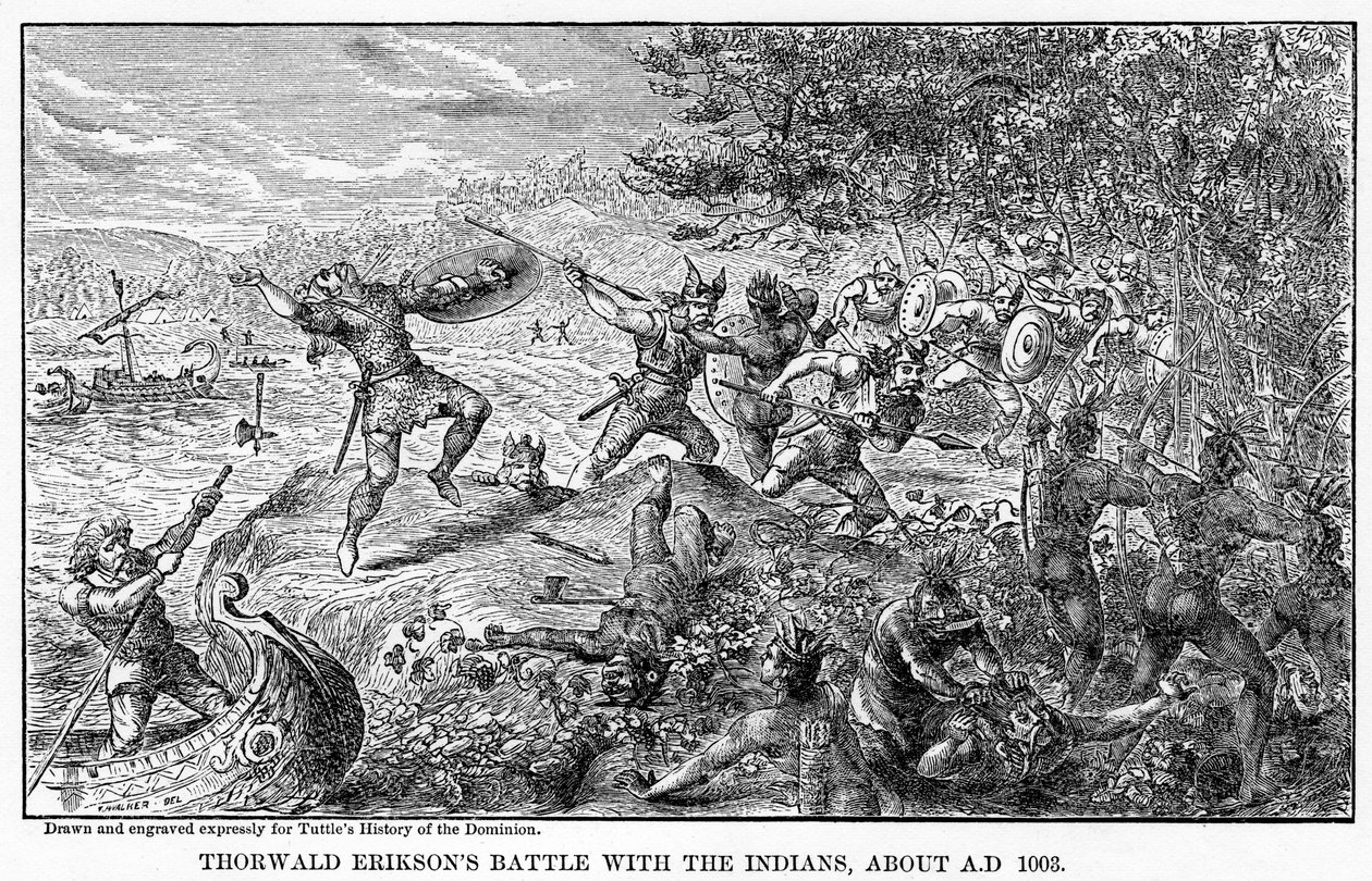 ソーヴァルトエリクソンとインディアンとの戦い、西暦1003年頃、1877年 作： 不明