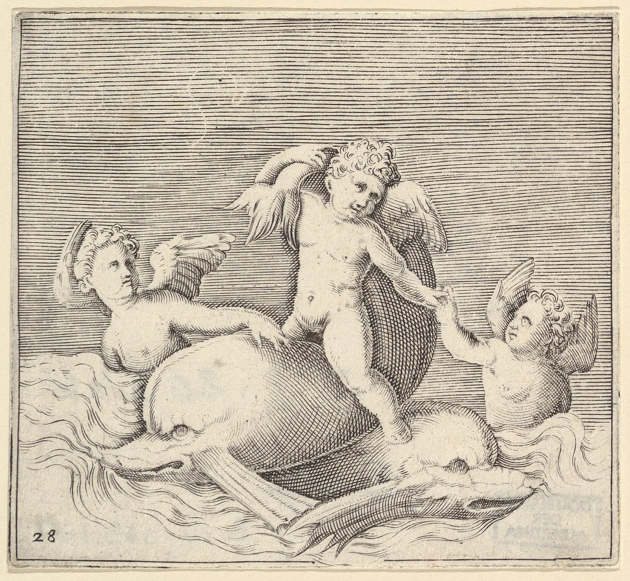 Three Cupids and Two Dolphins, published ca. 1599-1622.    1204338   ja       japanese Successfully Translated  Original: Kalpa-sutra Manuscript with 24 Miniatures: Manuscript page Translat: Kalpa-sutra Manuscript with 24 Miniatures: Manuscript page 129667 作： 不明