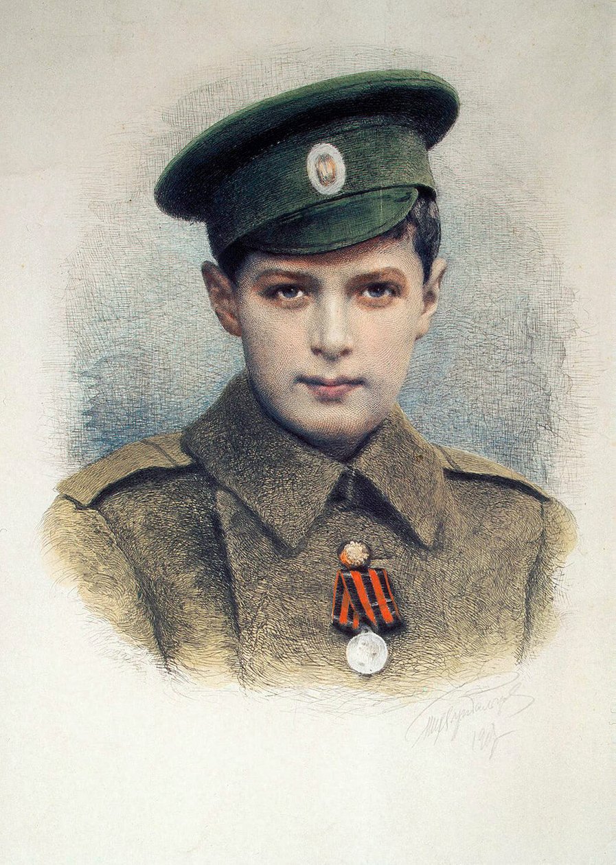 1917年、ロシア軍の槍兵、ツァレビッチアレクセイ 作： 不明
