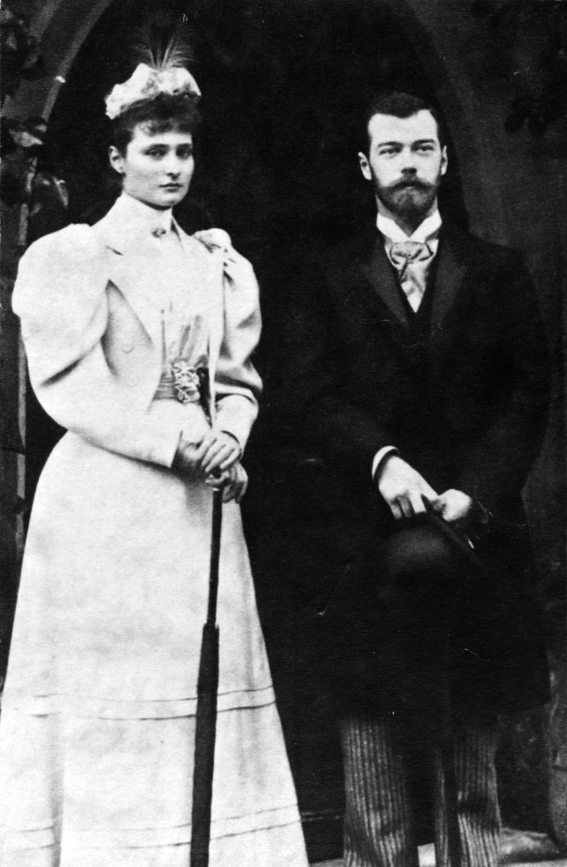 Tsarina Alexandra FeodorovnaとTsar Nicholas II、ロシア、c1900。 作： 不明