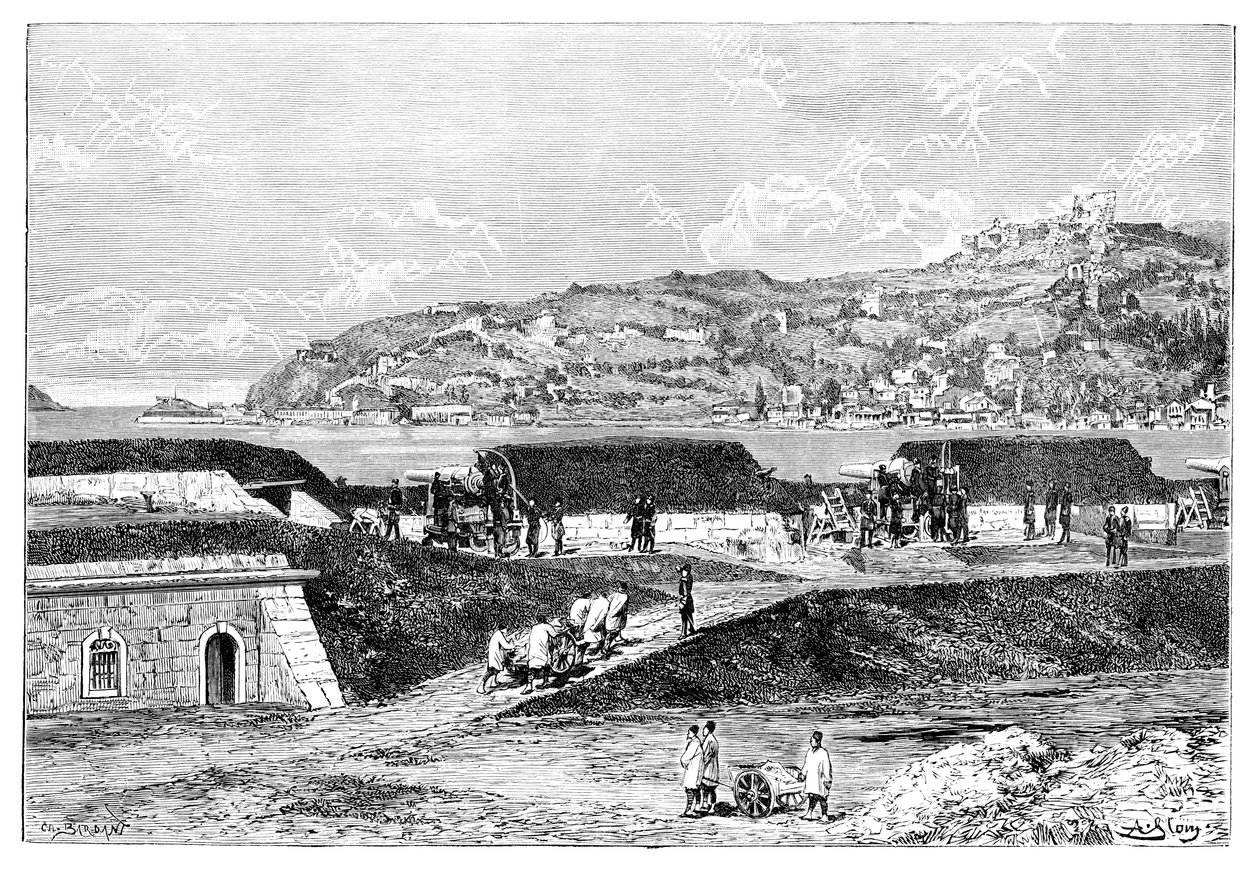トルコの電池と1895年、黒海のボスポラス海峡への入り口 作： 不明