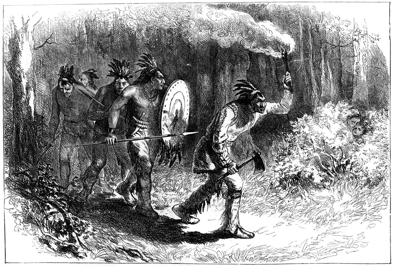 逃亡者を追跡するタスカロラインディアン、17世紀後半から18世紀初頭c1880 作： 不明
