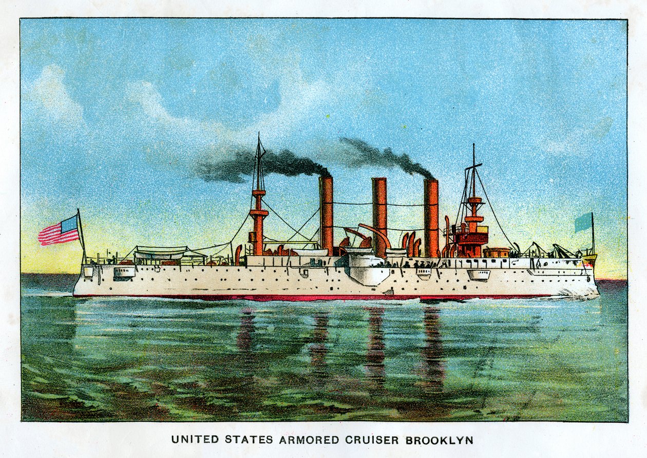 アメリカ合衆国の装甲巡洋艦ブルックリン、c1890s 作： 不明