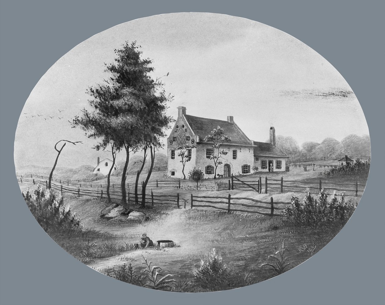 1865 年、ニューヨーク州ブルックリンの Gowannus にある Vechte House。 作： 不明