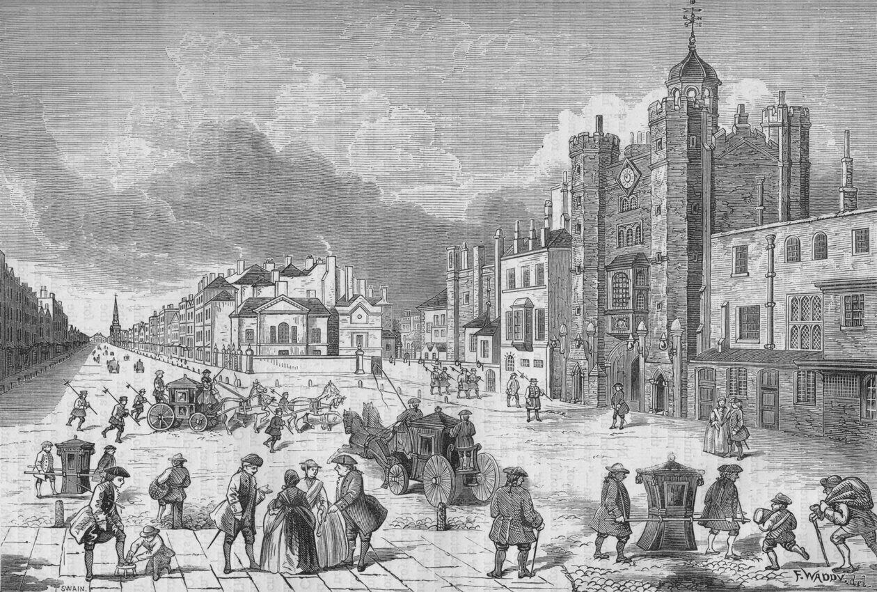 セントジェームズ宮殿、ウェストミンスター、ロンドン、アン女王、c1710 1878の時のビュー。 作： 不明