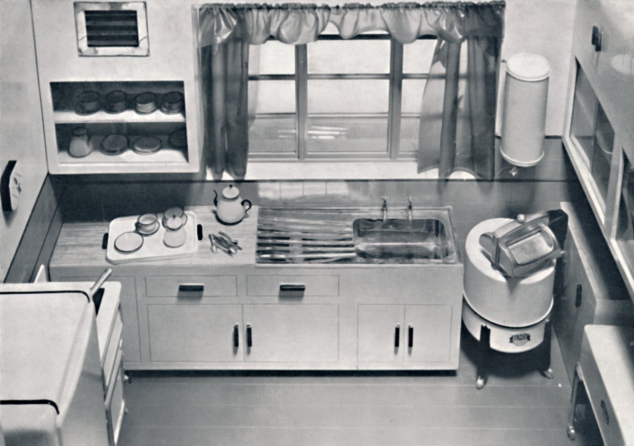 HMV Household Appliancesが設計したキッチンの眺め、1938 作： 不明