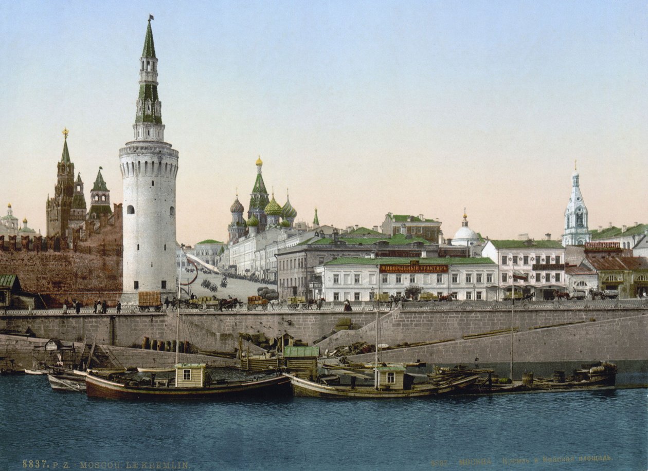 モスクワ、ロシア、モスクワ、c1890-c1905から見た聖ワシリイ斜面の眺め 作： 不明