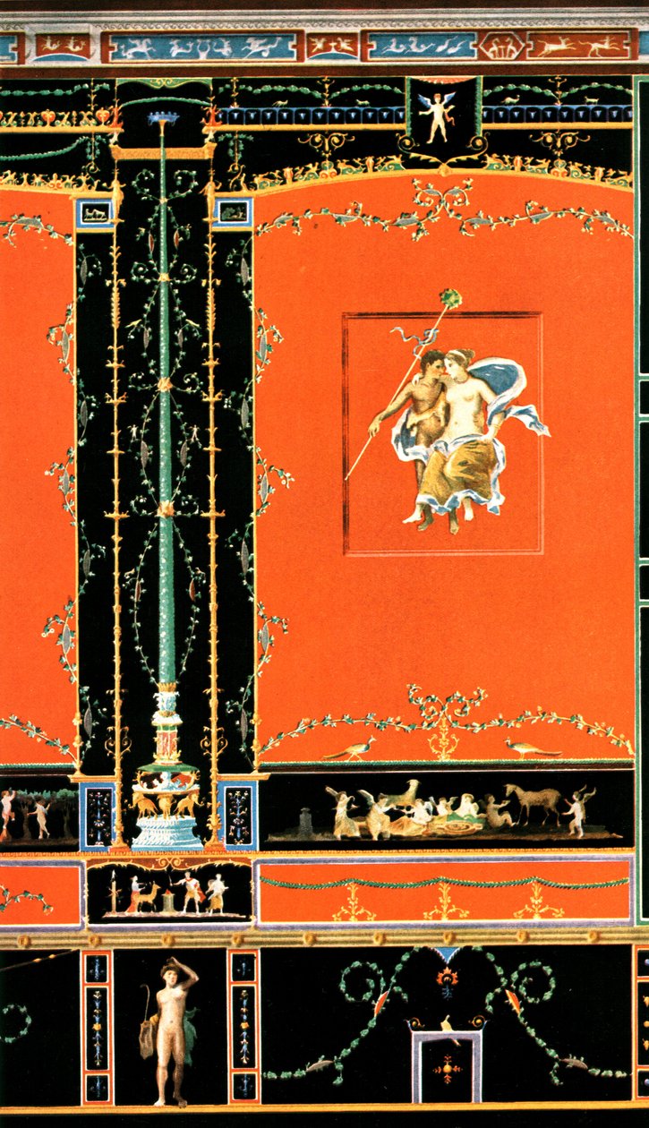 壁の装飾、ポンペイ、イタリア、1928。 作： 不明