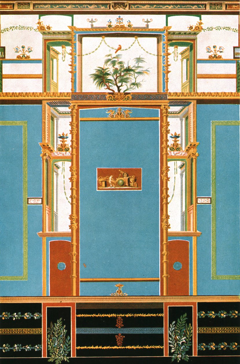壁の装飾、ポンペイ、イタリア、1928。 作： 不明