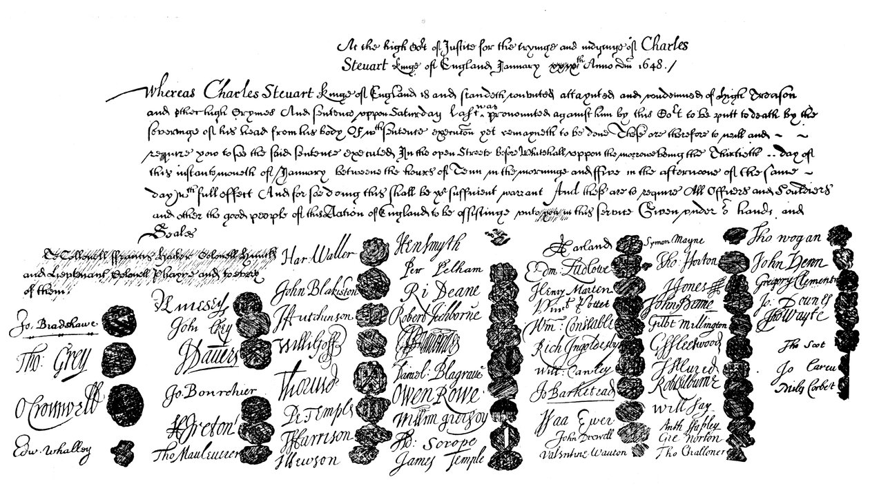 チャールズ王の執行令状、1648、1909 作： 不明