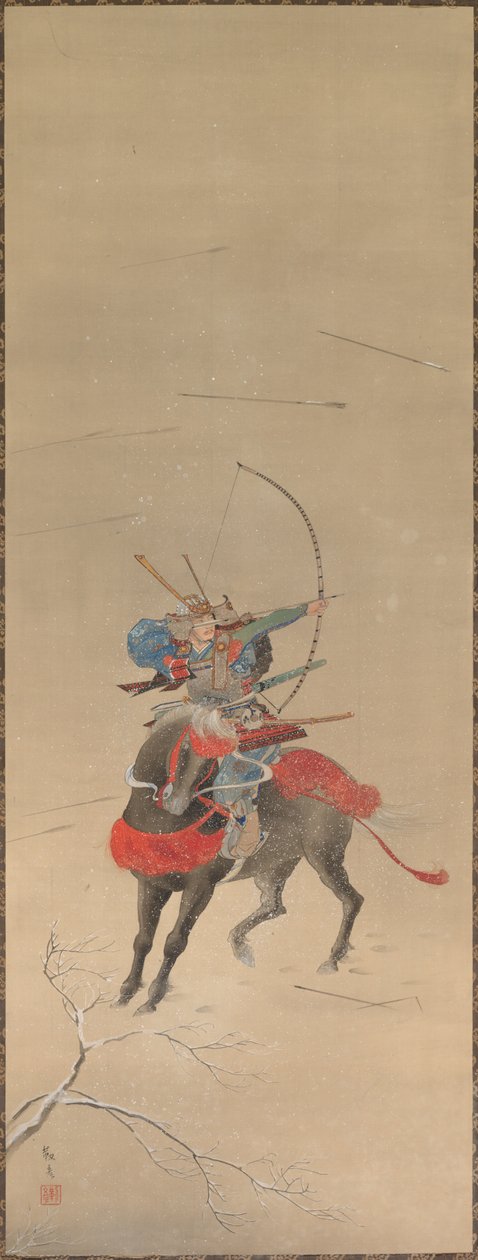 1700〜1800年代の馬に乗った戦士。 作： 不明