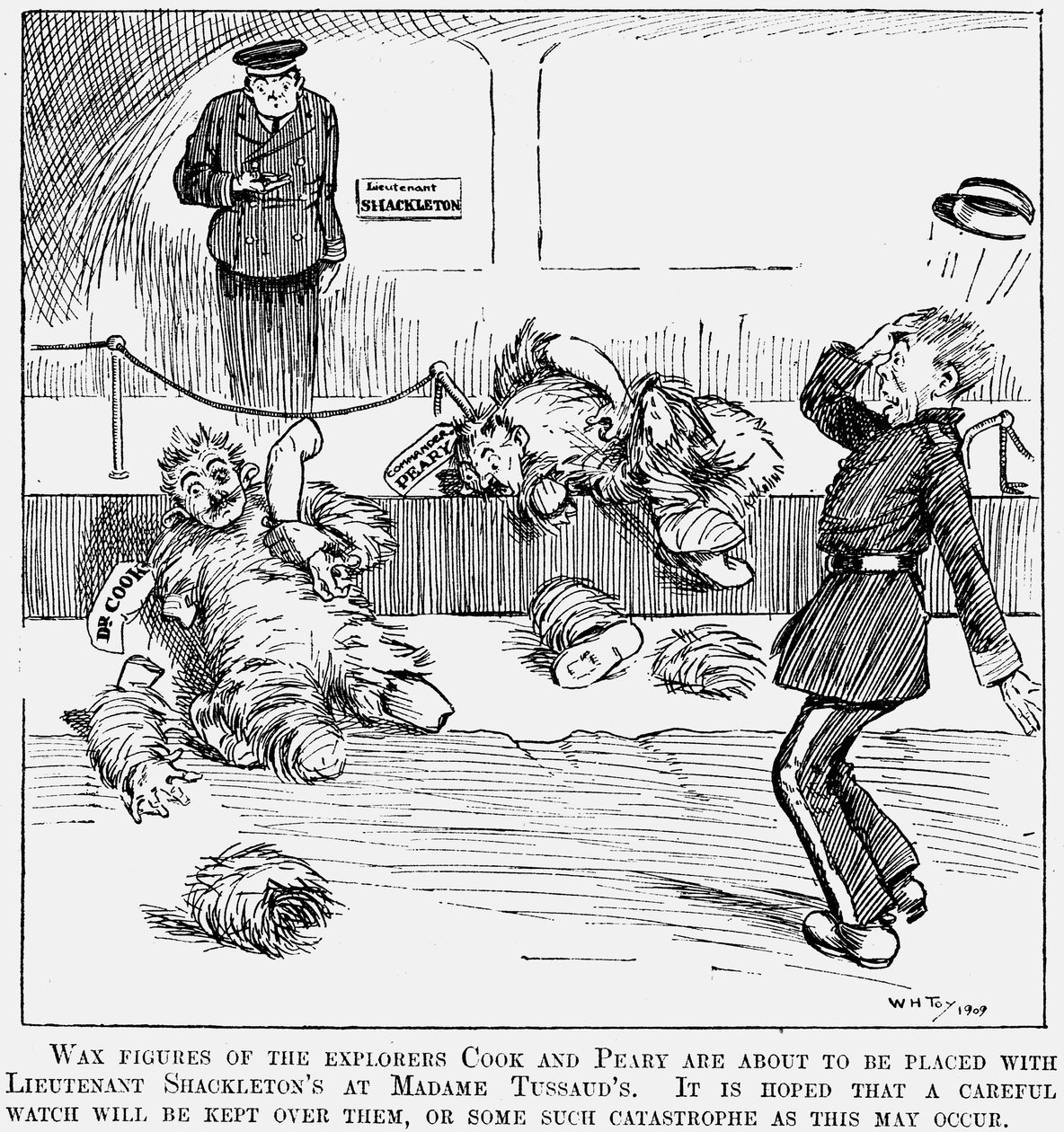 ロンドンのマダムタッソー蝋人形館での極地探検家、ピアリーとクックのワックスモデル、1909年 作： 不明