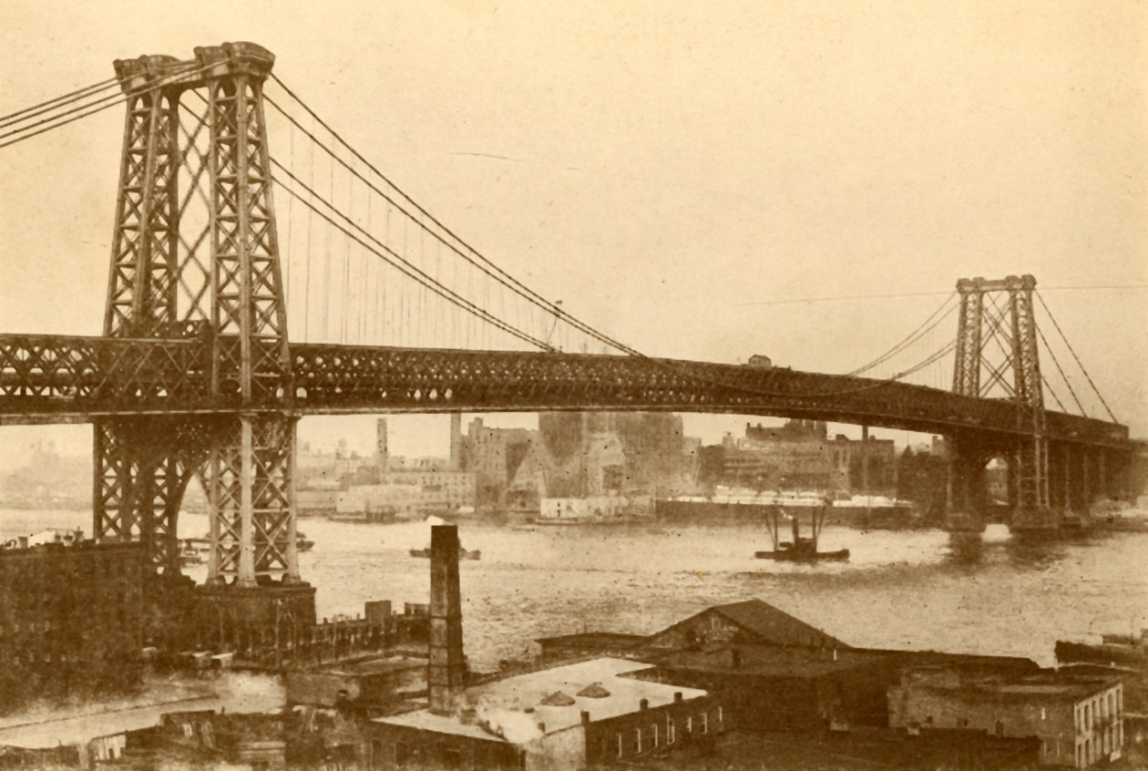 ウィリアムズバーグ吊り橋、ニューヨーク、c1930。 作： 不明