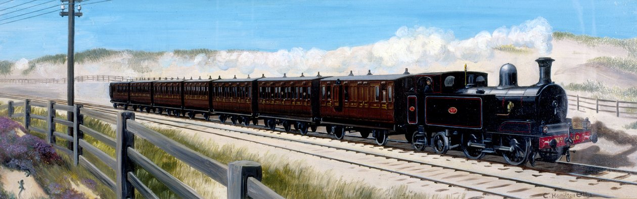バーケンヘッドへ向かうウィラル鉄道の列車 作： 不明