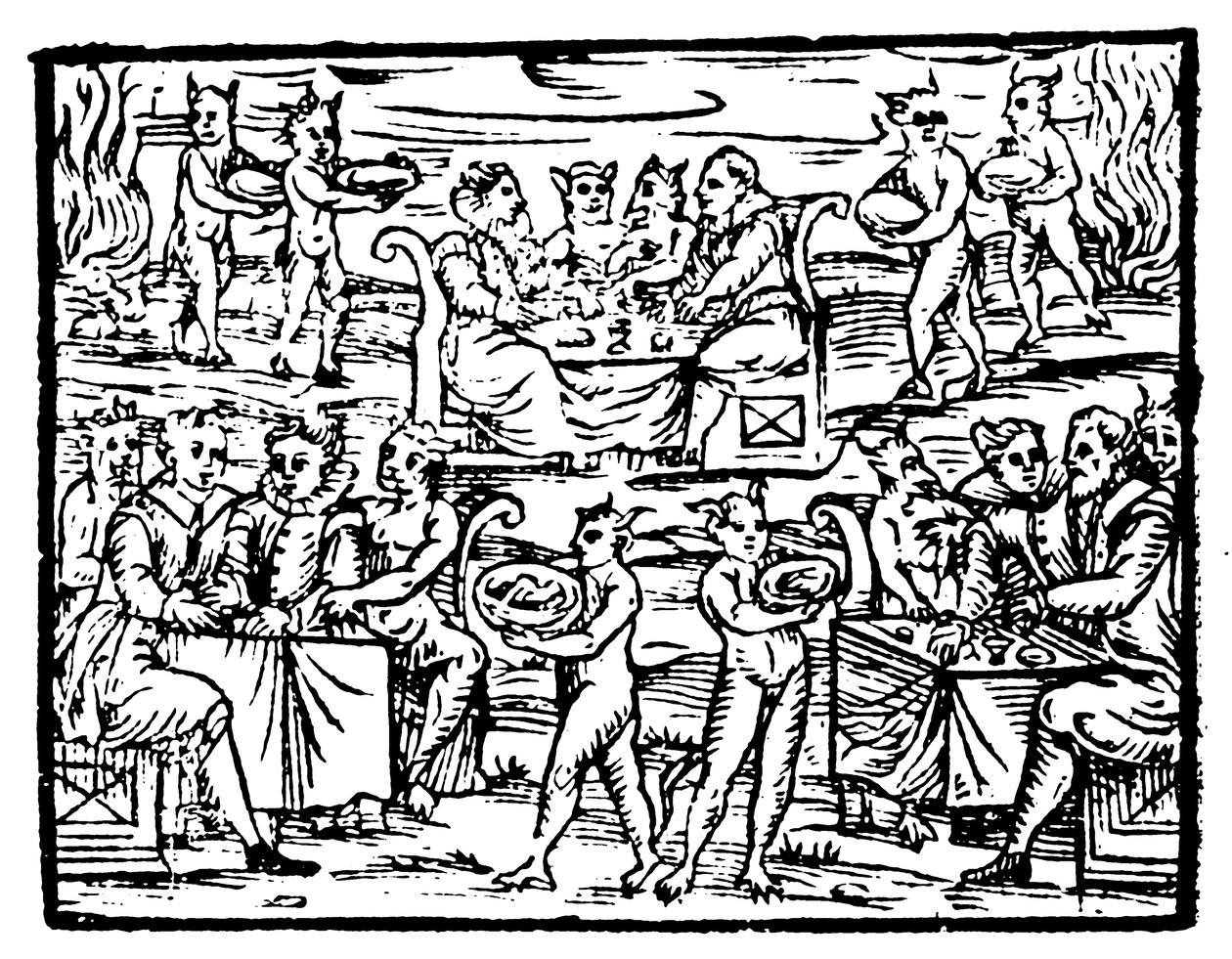 安息日でごちそうをした魔女と魔術師、1608 作： 不明