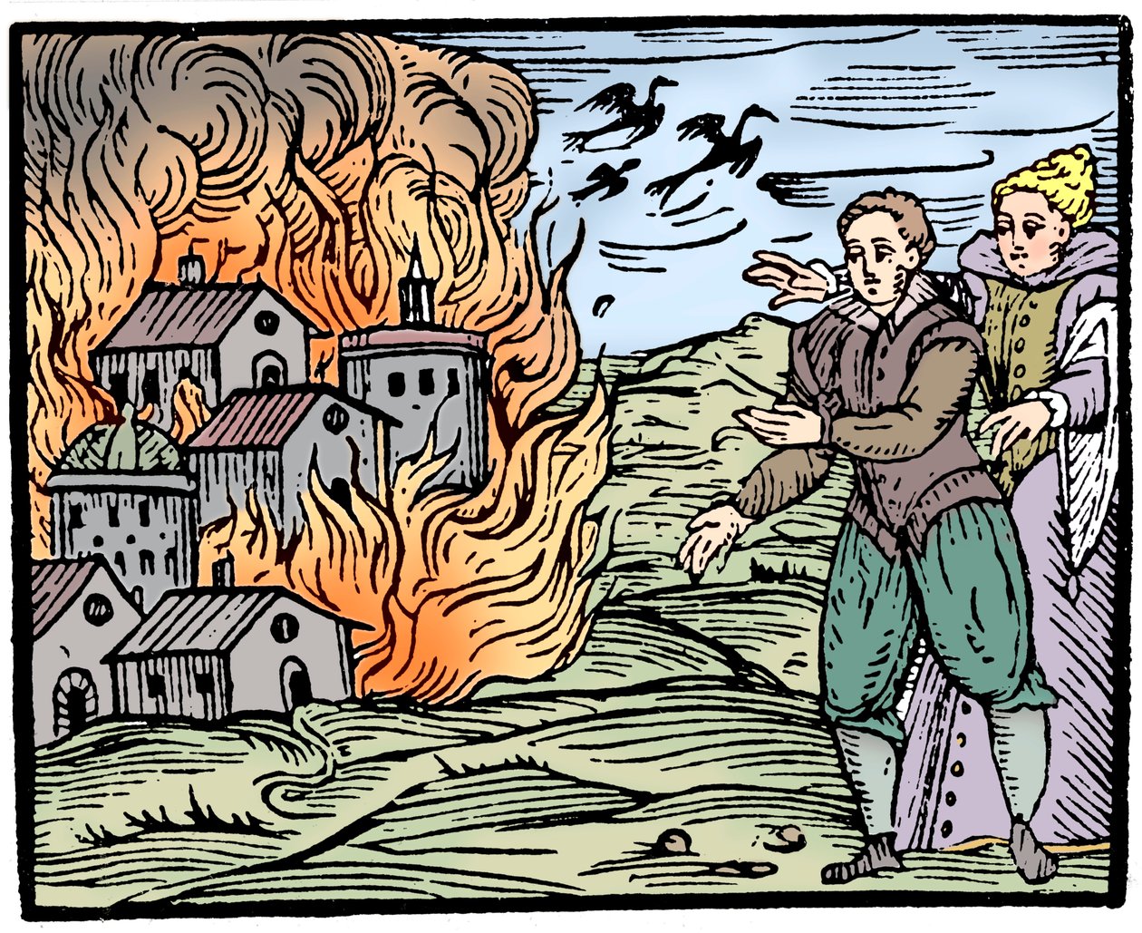 魔女が家を火事で破壊-シュヴァーベン、1533 作： 不明