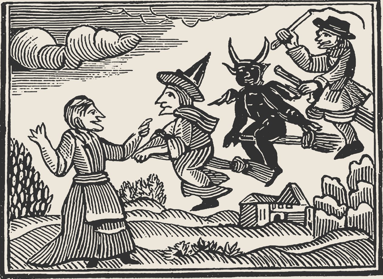魔女、コットンマザー、1689年の見えない世界から。 作： 不明