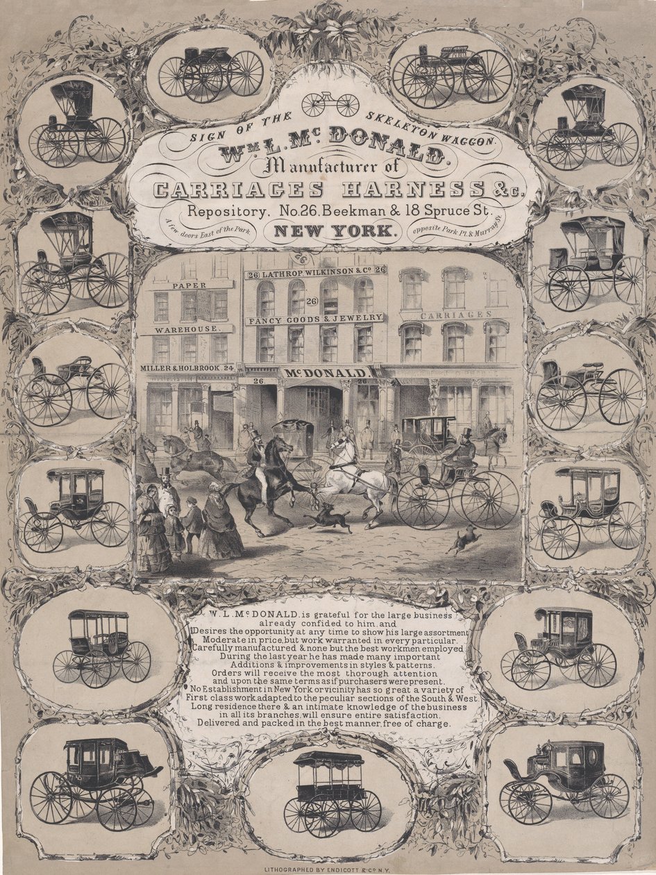うーん。 L. McDonald、Manufacturers of Carriage Harness & Co. Repository、No. 26 Beekman & 1...、1852-86。 作： 不明