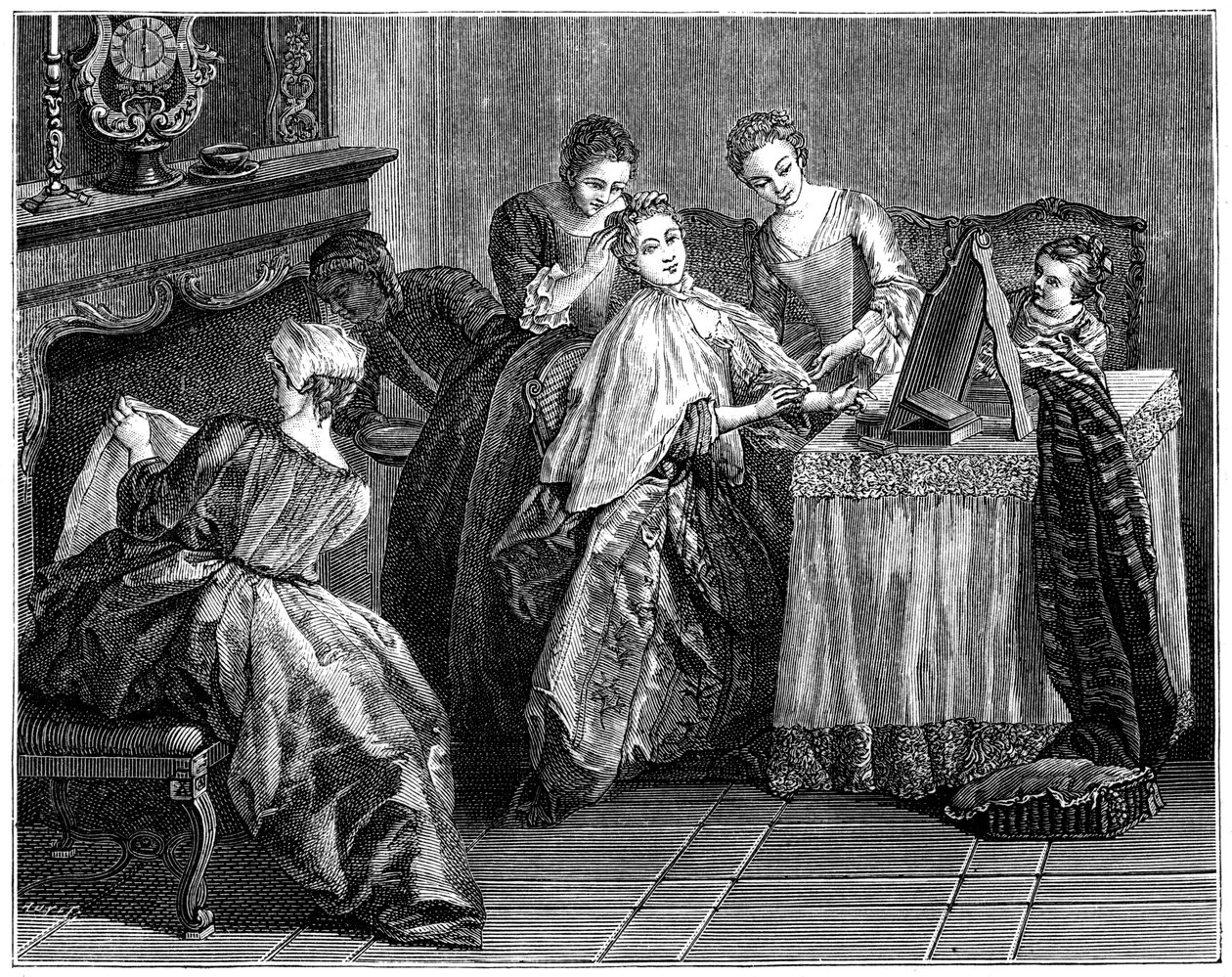 彼女のトイレでの女性、1885 作： 不明