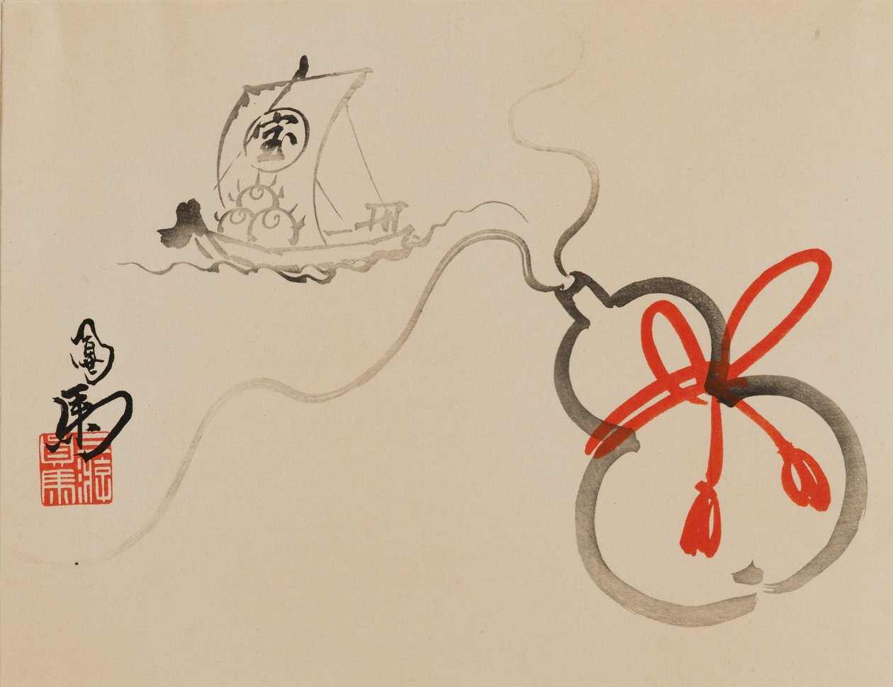 木版画 - 宝船 作： 不明