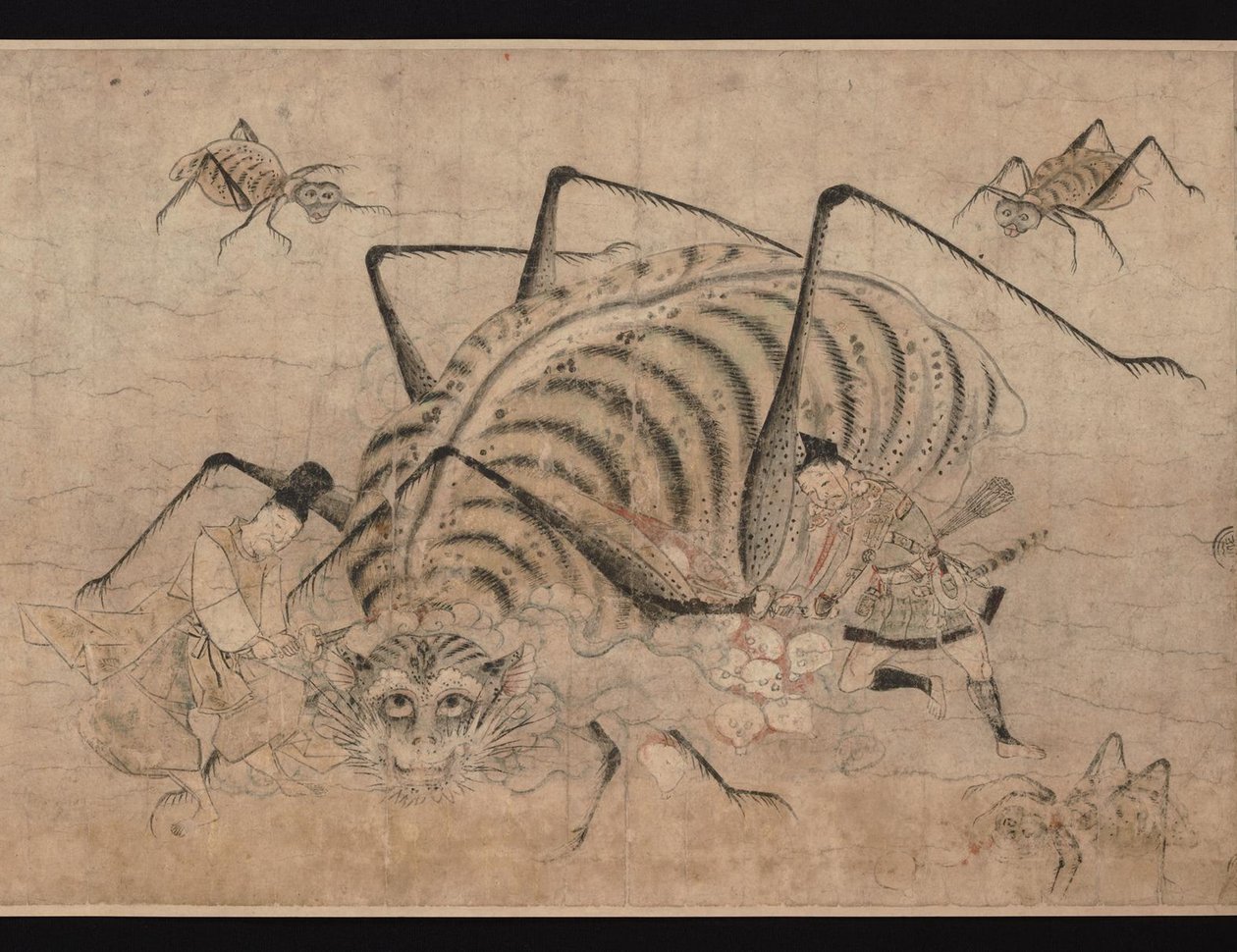 Yorimitsu killing Tsuchigumo Detail of the scroll Tsuchigumo no Soshi Emaki, 13th century 作： 不明
