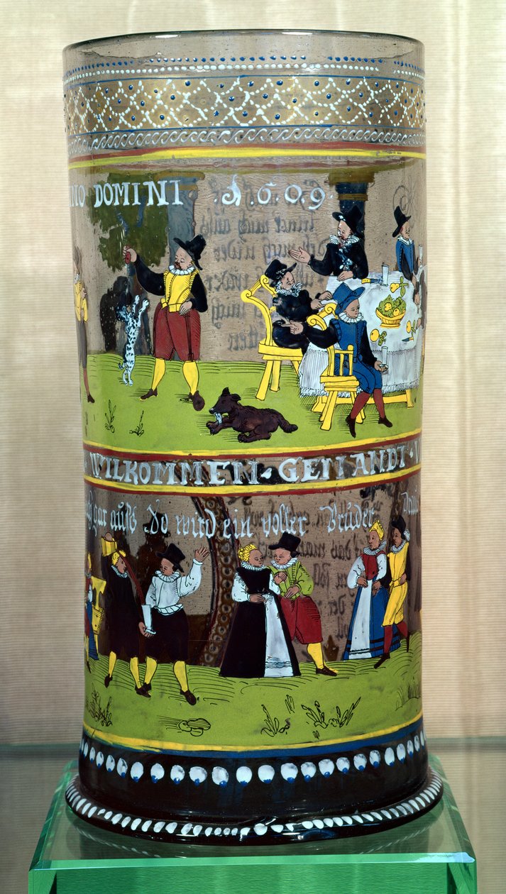 1609年のドイツのエナメルを塗られたハンペン、お祝いのシーンで飾られました 作： 不明不明