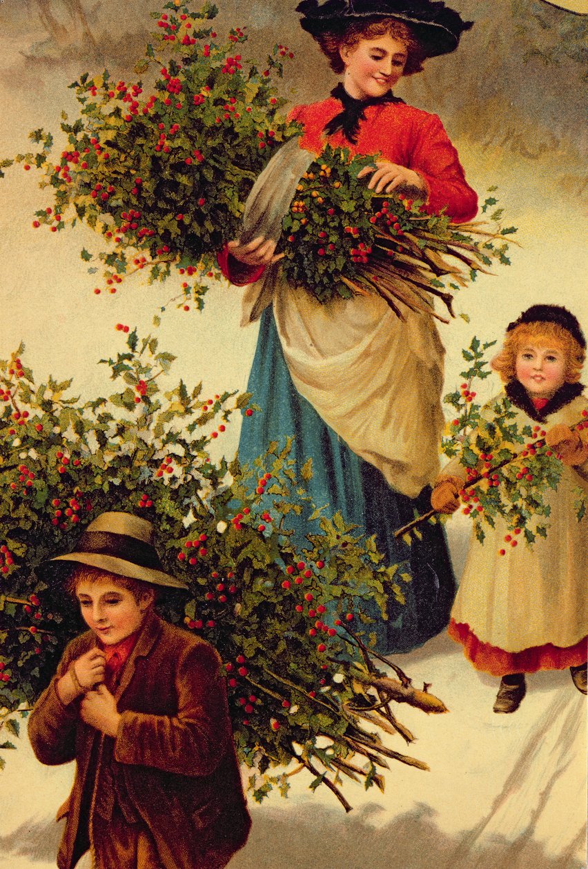 Carrying Home the Christmas Holly、Victorian、（book illustration） 作： 不明不明