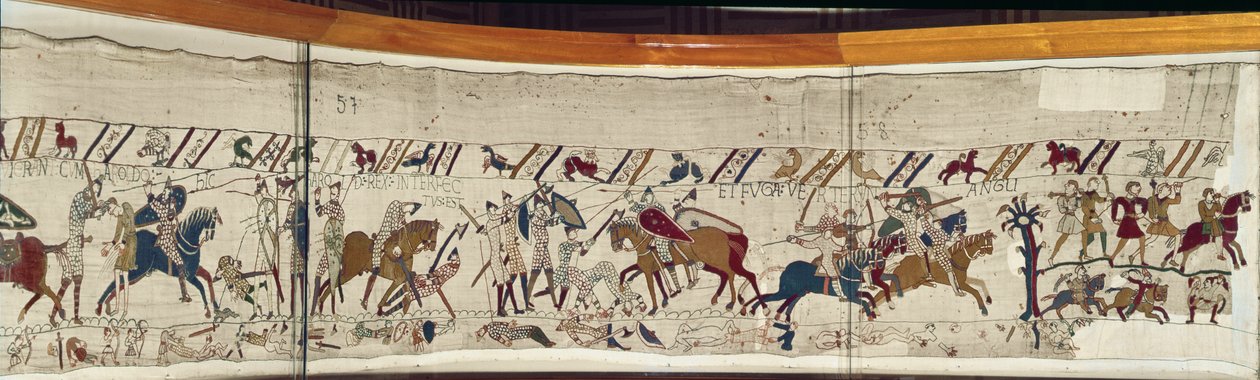 ハロルド王が殺害され、イギリス人は飛行中、バイユータペストリー 作： 不明不明