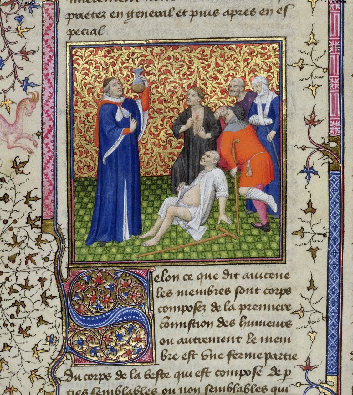 Ms.251 f.54v Des Proprietez des Choses、c.1415からの彼の患者を持つ医者 作： 不明不明