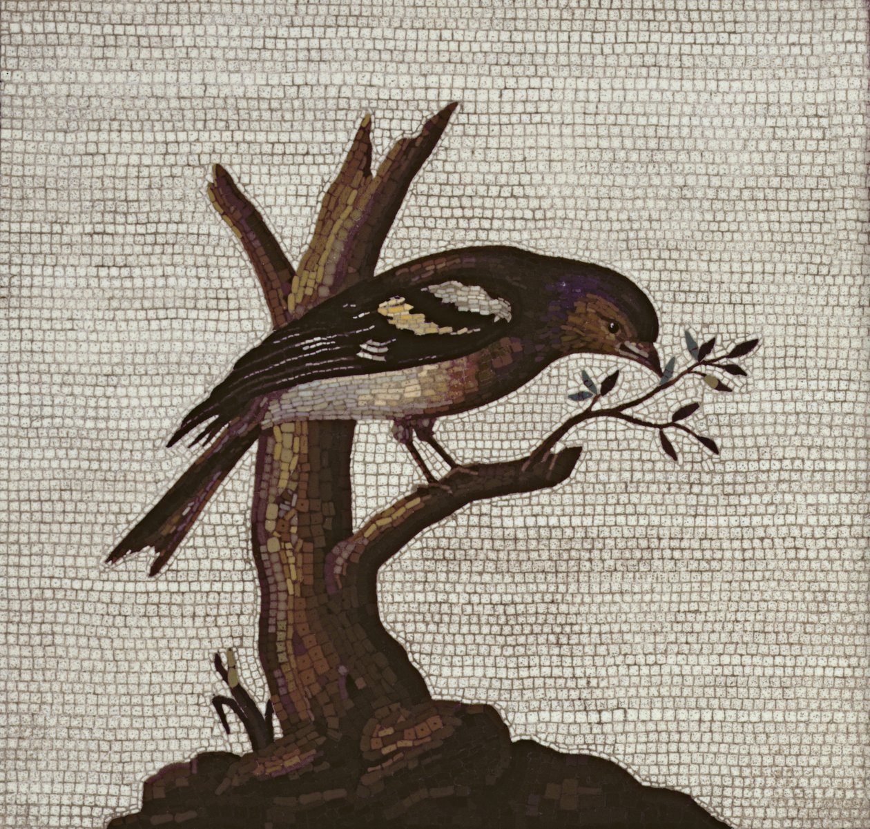 木の鳥のローマ時代のモザイク 作： 不明不明