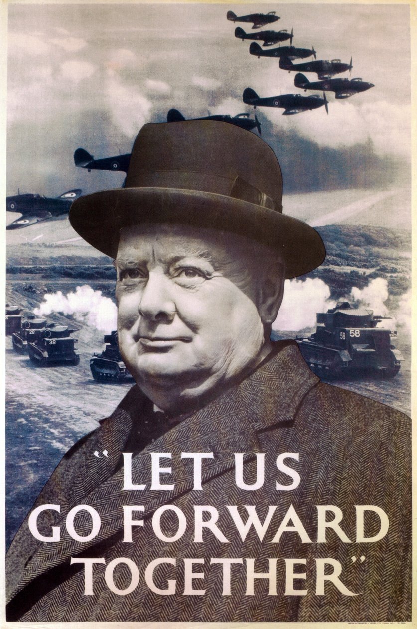 「Let Us Go Forward Together」、第二次世界大戦の宣伝ポスター、1940 作： 不明不明