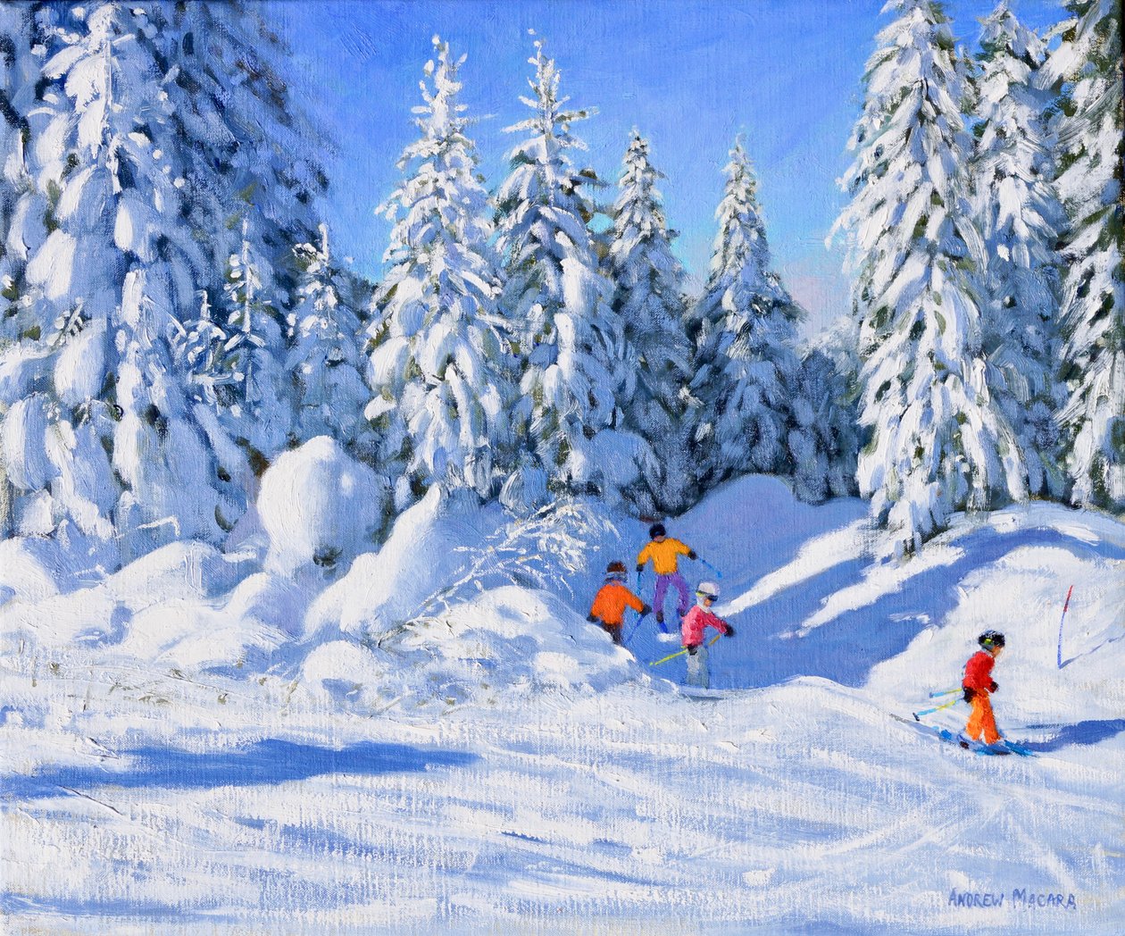 明るい朝と雪に覆われた木、モルジヌ 作： 不明不明