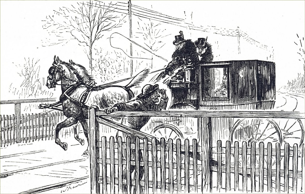 ロンドンの街を走る馬と馬車。 作： 無名の画家