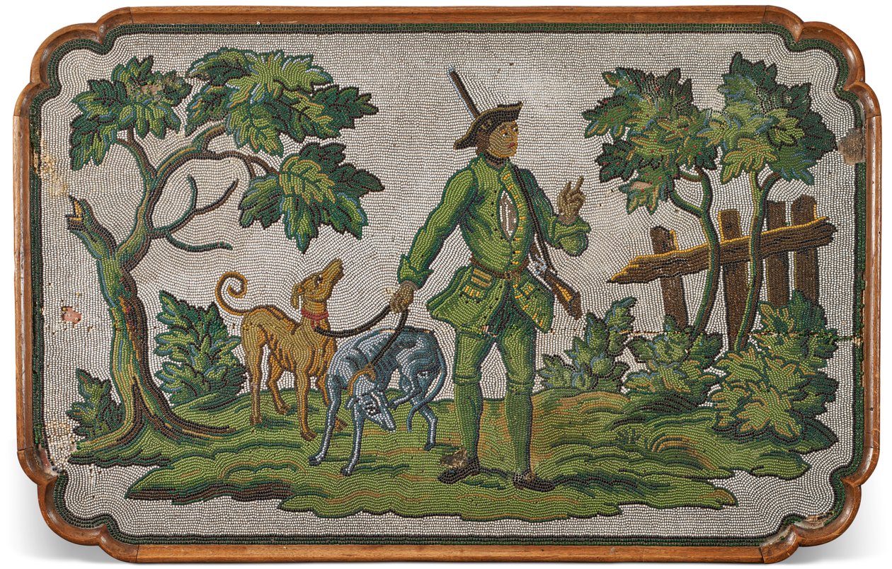 ジャーマンオークとビーズ細工の臨時テーブルの天板、c. 1740年 作： 無名の画家