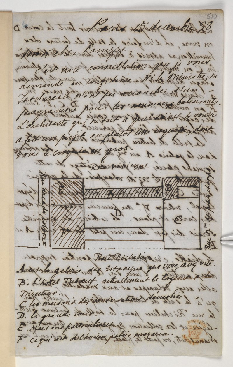 MS 36718 f.510 レターを Panizzi に追加 作： 無名の画家