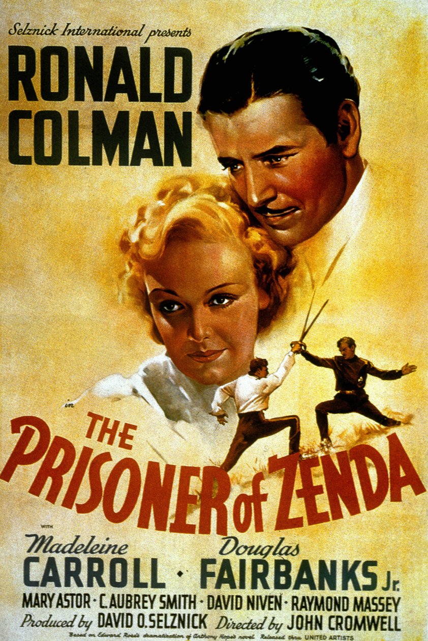 JohnCromwell監督、Madeleine Carroll、Douglas Fairbank Jr.出演の映画「The Prisoner of Zenda」のポスター（1937年 作： 不明