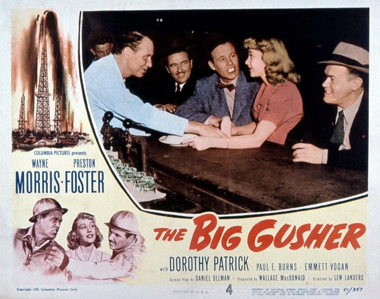 ウェイン・モリス、プレストン・フォスター出演のルーランダース監督作品「The big Gusher」のポスター 1951年 作： 不明