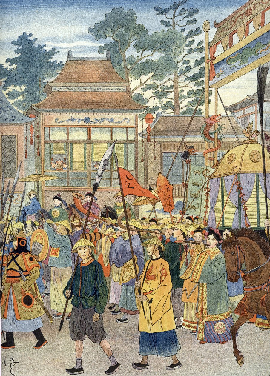 古代中国の国歌の比喩: 駕籠の皇帝、1900 年頃 (図) 作： 無名の画家