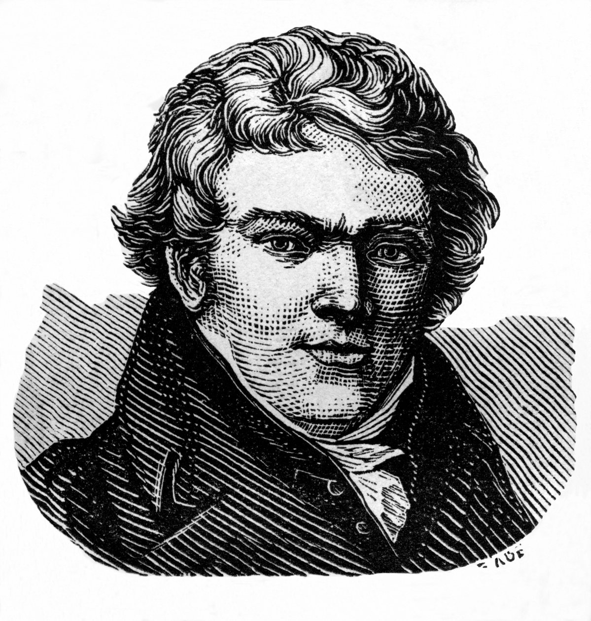 Aloys Senefelder (1771-1834), acteur et dramaturge allemand, inventeur de la lithographie et imprimeur - セネフェルダー、アロイス、リトグラフの発明者。イラストレーション／木版画：" The world in illustrations ", published by the authorDr. Chr. 作： 無名の画家