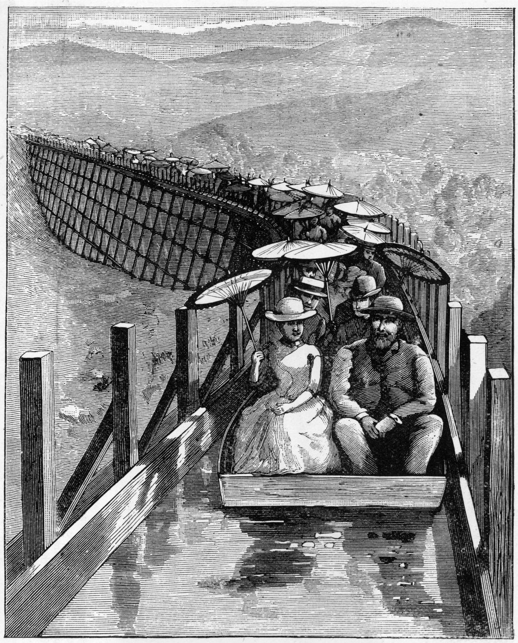観光客の移動手段として利用されているカリフォルニア州サンディエゴの水道橋 作： 不明